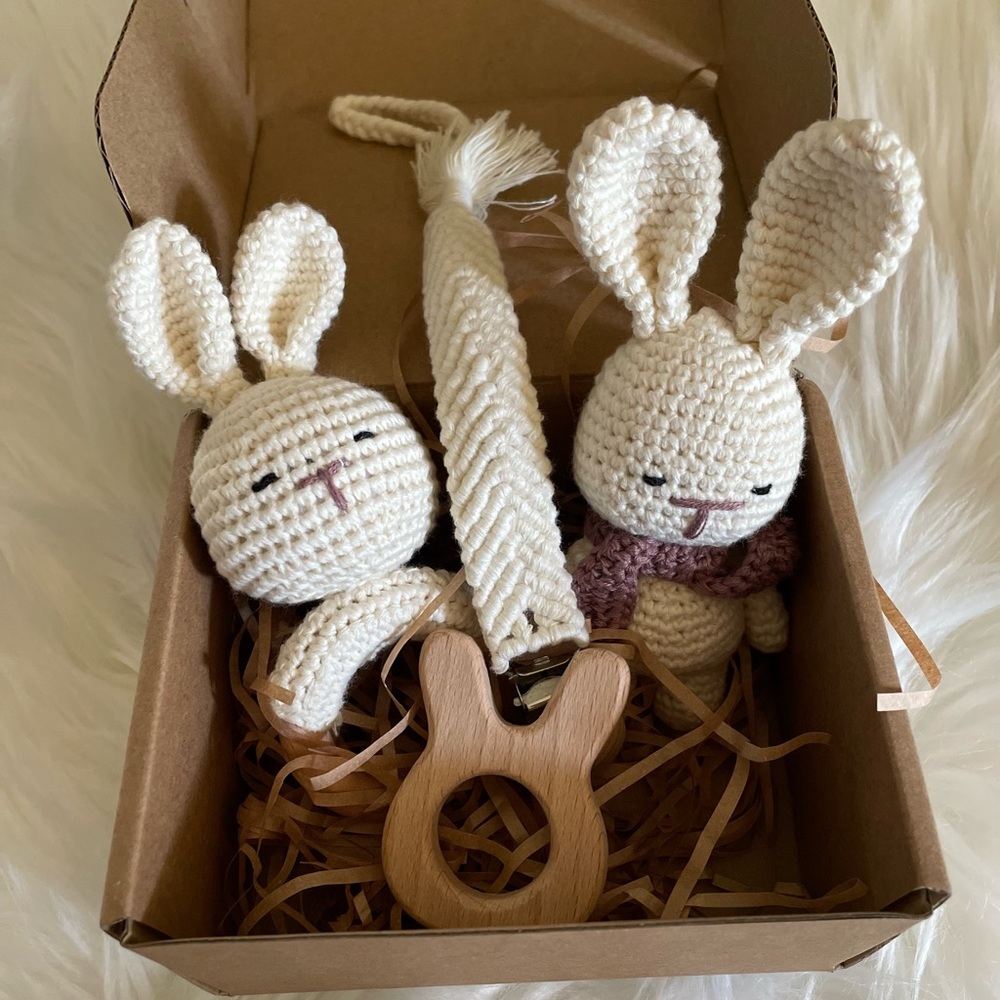 4piece baby wooden rattle set